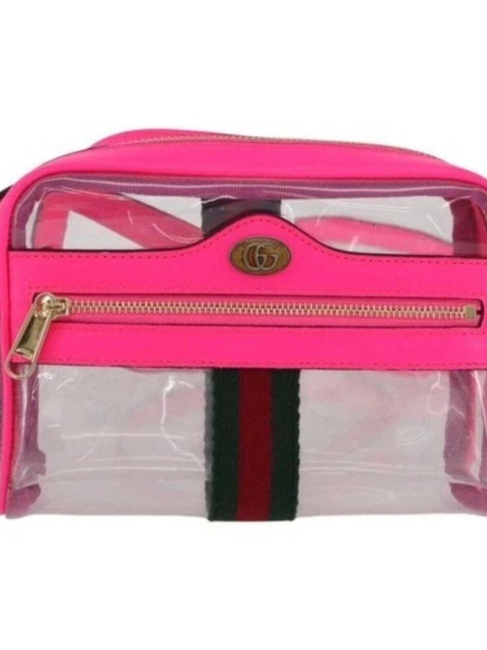 GUCCI Web Sherry Line Shoulder Bag Vinyl Clear Pink 517350 Auth YKZ583A - Picture 11 of 16